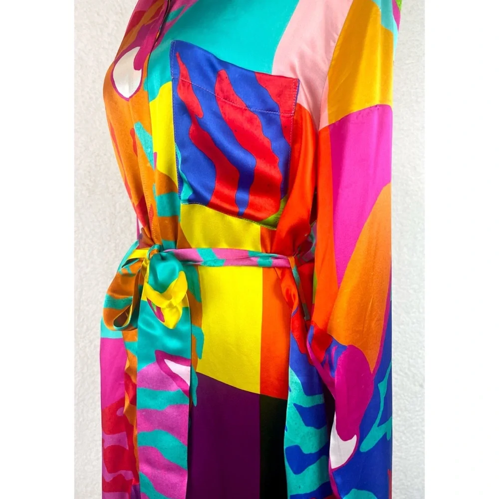 BEATRICE VON TRESCKOW • Colorful Nautical Shell Print Silk Belted Midi Dress, 8 - Picture 5 of 16